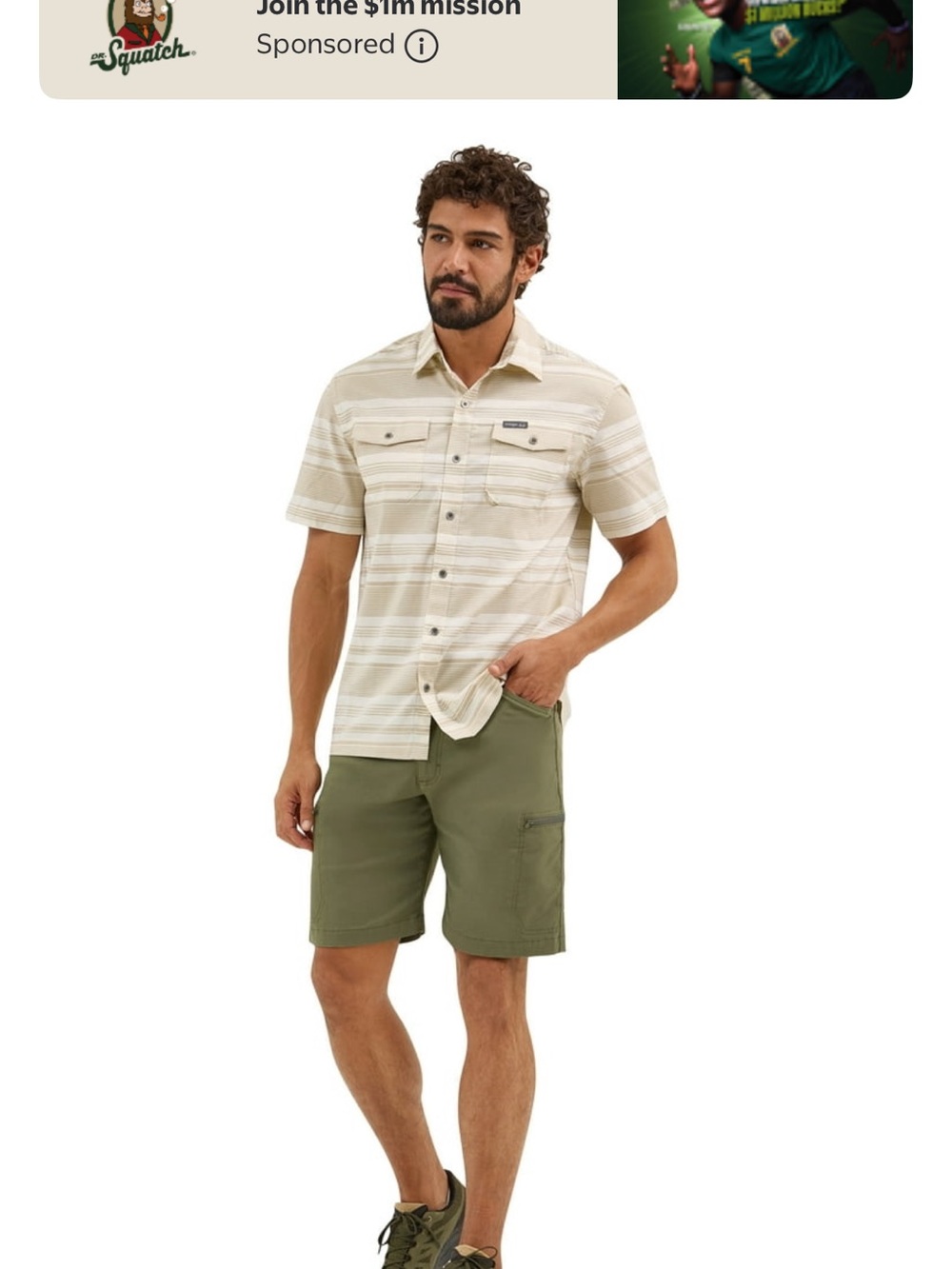 Wrangler Olive Cargo Shorts for Men
